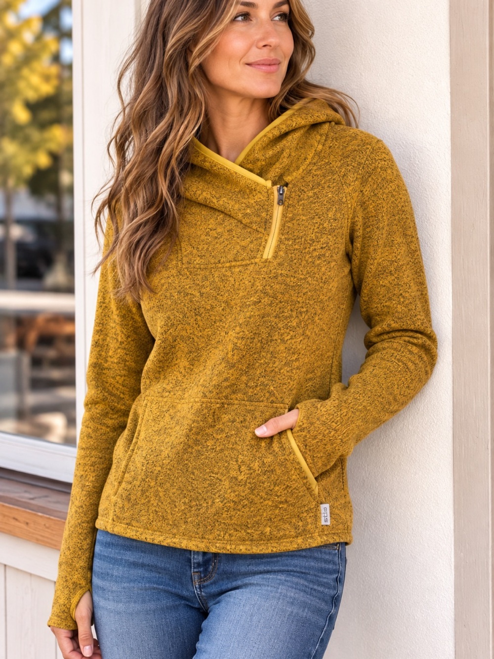 Stio Sweetwater Fleece Hoodie Women’s Medium Mustard Gold Heather